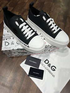 Premium Black & White Logo Low-Top Designer  Portofini Sneakers for Men