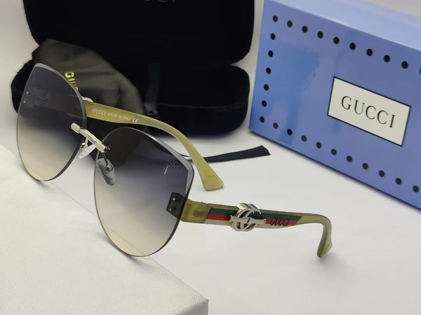 Oversized Rimless Gradient Sunglasses with Signature Web & GG Logo