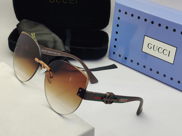 Oversized Rimless Gradient Sunglasses with Signature Web & GG Logo