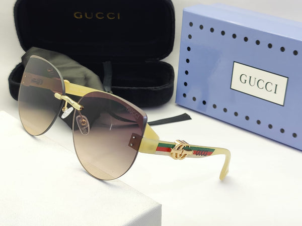 Oversized Rimless Gradient Sunglasses with Signature Web & GG Logo