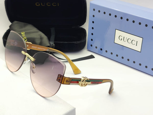 Oversized Rimless Gradient Sunglasses with Signature Web & GG Logo