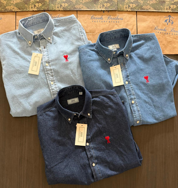 Premium Denim Shirt With Embroidered Hear Logo