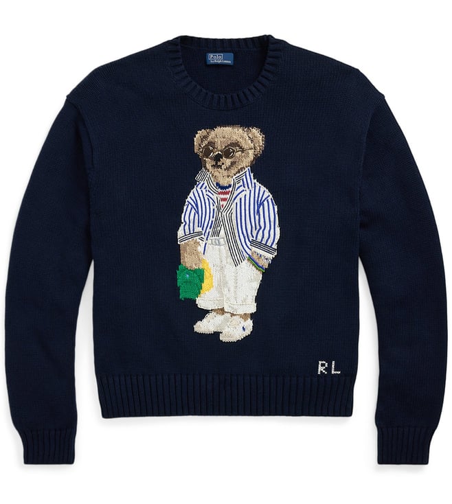 Polo Bear Embroidery Cewneck Jumper  For Men