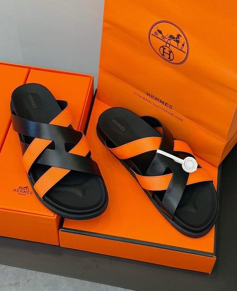 Premium Oran Crossover Slides  Luxe Black & Orange Edition