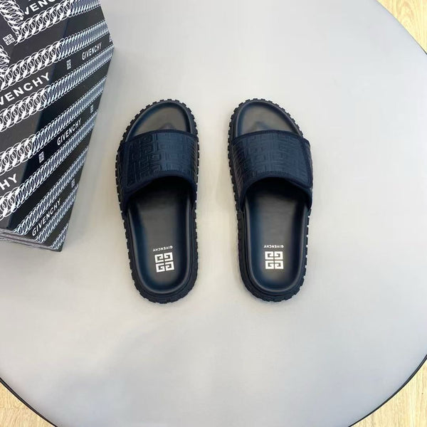 Men’s Luxury Black Embossed Slide Sandals