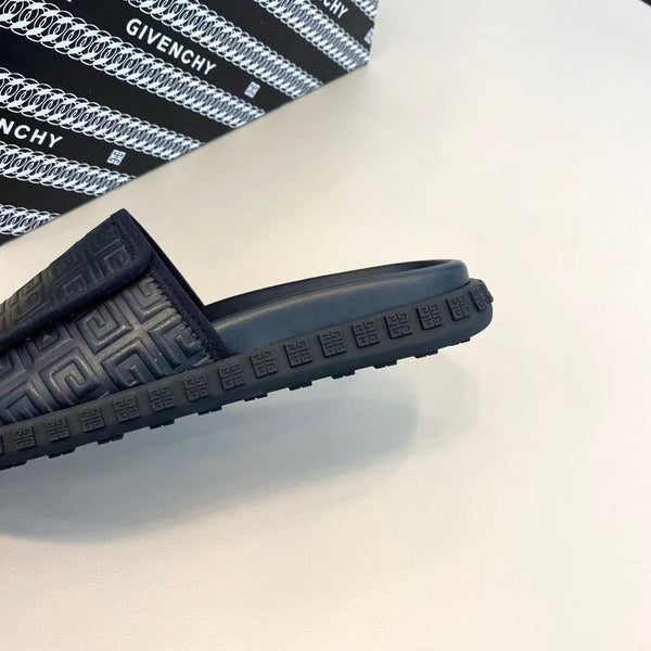 Men’s Luxury Black Embossed Slide Sandals