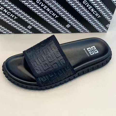 Men’s Luxury Black Embossed Slide Sandals