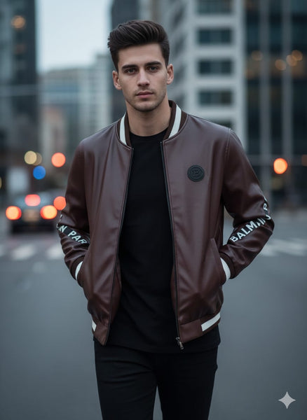 Men’s Premium B Bomber Jacket Stylish Casual Wear  Leather  Jacket