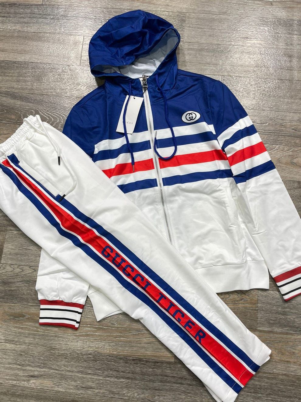 Luxury  Striped Tracksuit  Premium Designer Hoodie & Straight  Fit Lower