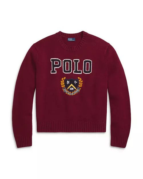 Branded  Burgundy Logo Wool Pullover