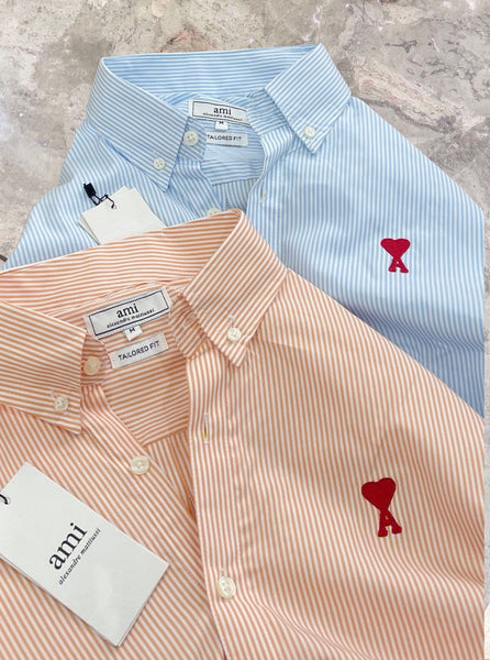 Premium Button-Down Collar Logo-Embroidered Striped Shirt