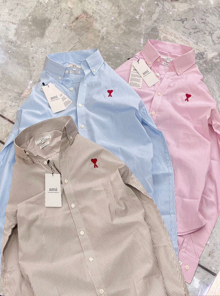 Premium Button-Down Collar Logo-Embroidered Striped Shirt