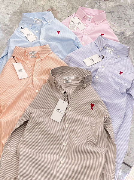 Premium Button-Down Collar Logo-Embroidered Striped Shirt