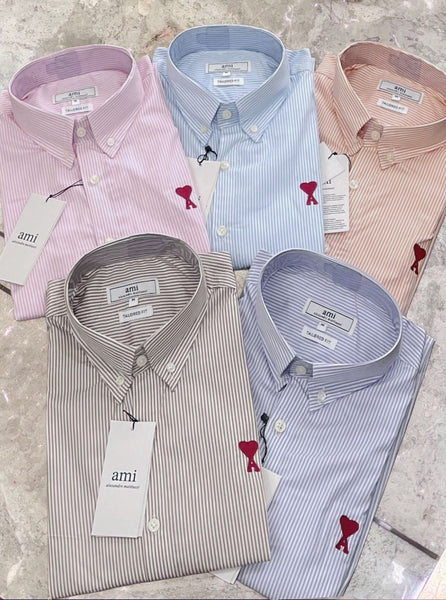 Premium Button-Down Collar Logo-Embroidered Striped Shirt