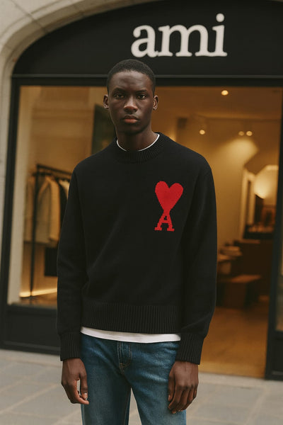 Luxurious Branded Black Pullover with Brand Heart Logo