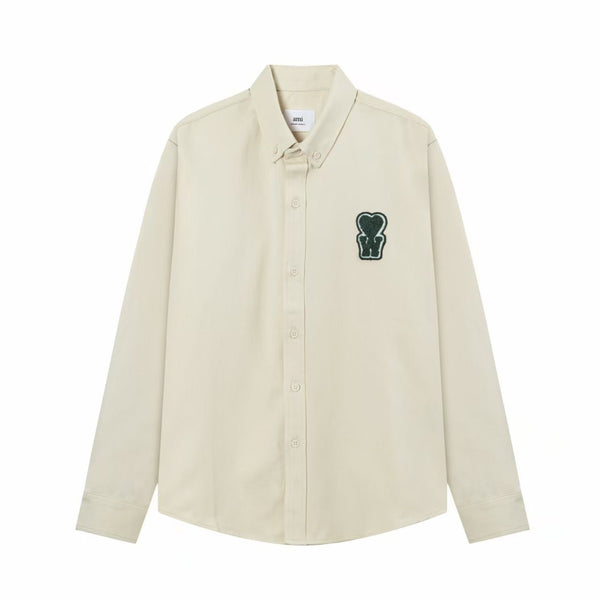 Luxury  New Collection Beige Button-Down Shirt with Heart Logo