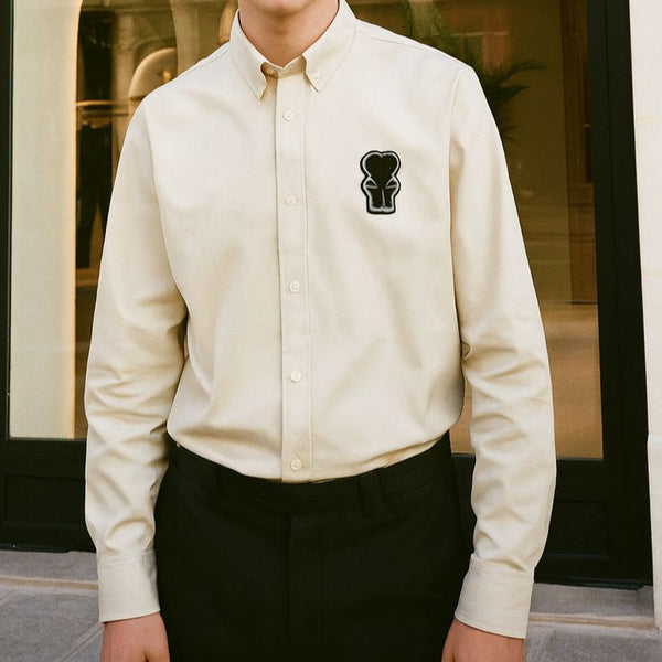 Luxury  New Collection Beige Button-Down Shirt with Heart Logo