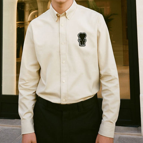 Luxury  New Collection Beige Button-Down Shirt with Heart Logo