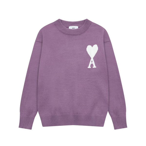 Luxury Crewneck Sweater with Heart Logo  Pullover
