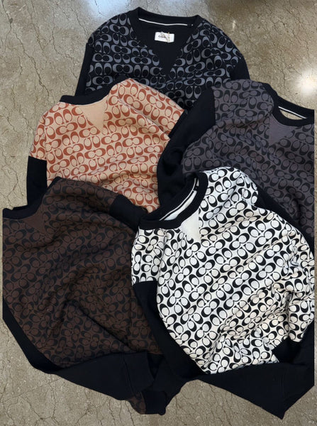 Monochrome Patterned Crewneck Sweatshirt