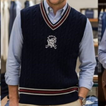 Men Classic Cable Knit Sleeveless Sweater