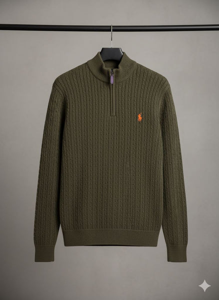 Cable-Knit Quarter-Zip Jumper