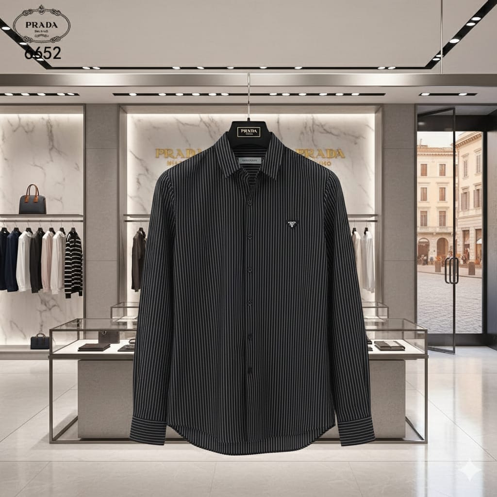 Premium Classic Striped Button-Down Shirts – Black & White Edition