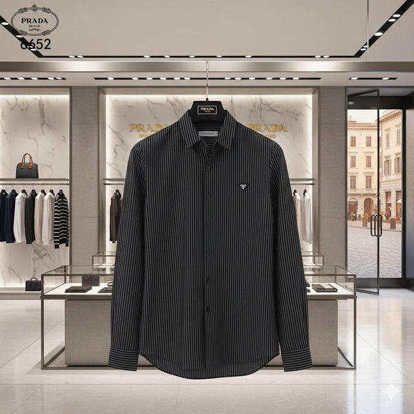 Premium Classic Striped Button-Down Shirts – Black & White Edition