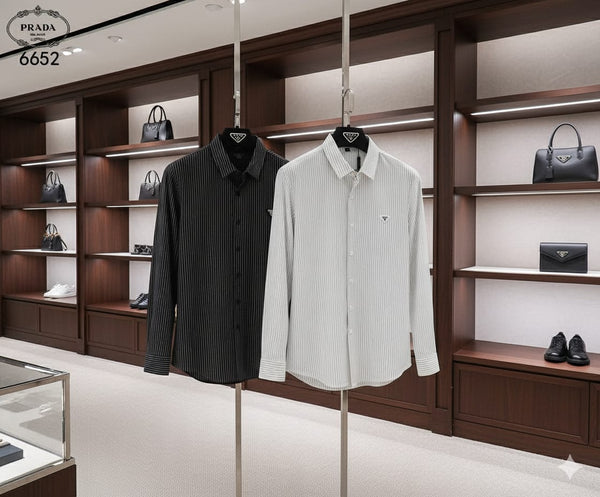 Premium Classic Striped Button-Down Shirts – Black & White Edition