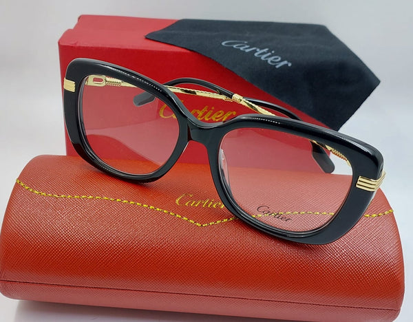 Luxury Full-Rim Eyeglass Frame with Gold Detailing & Signature Case