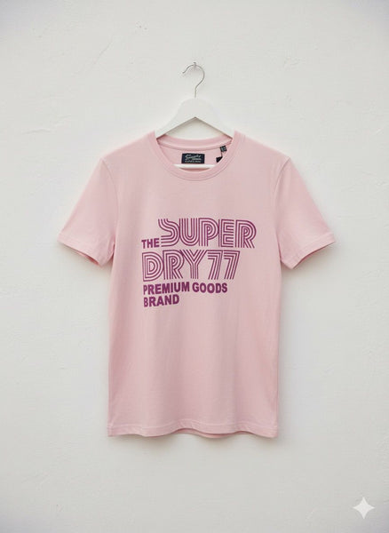 Graphic Print T-Shirt with Retro Metallic Text Design