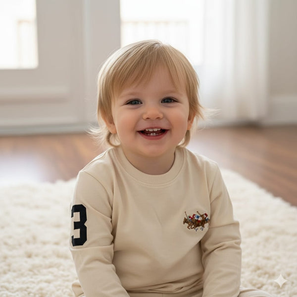 Boys’ Casual  Full-Sleeve T-Shirt with Polo Player Embroidery