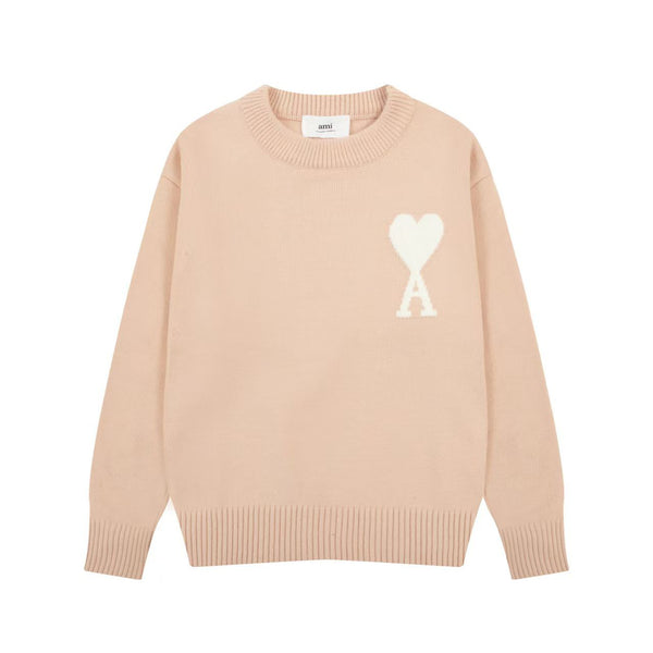Luxury Crewneck Sweater with Heart Logo  Bold Contemporary Style