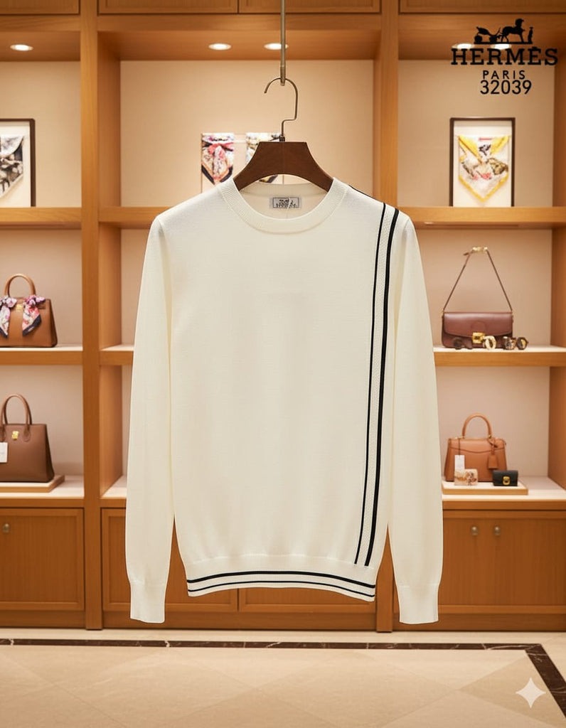 Men’s Wool Pullover with Signature Contrast Stripe Detailing