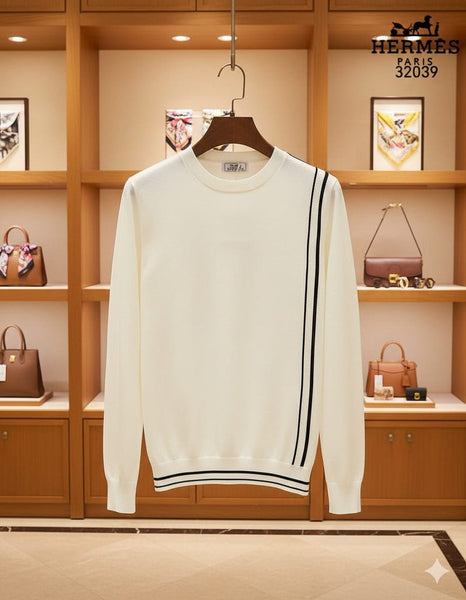 Men’s Wool Pullover with Signature Contrast Stripe Detailing