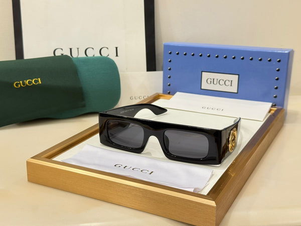 Premium GG Oversized Black Rectangular Sunglasses