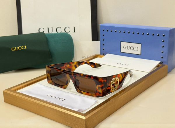 Premium GG Oversized Black Rectangular Sunglasses