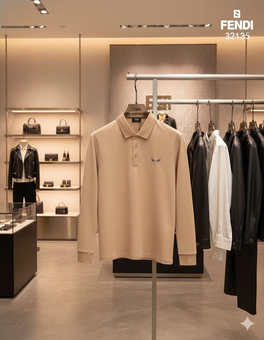 Classic Beige Long-Sleeve Polo  Timeless Minimalist Elegance