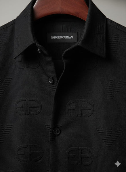 Luxury Black Embossed Logo Shirt
