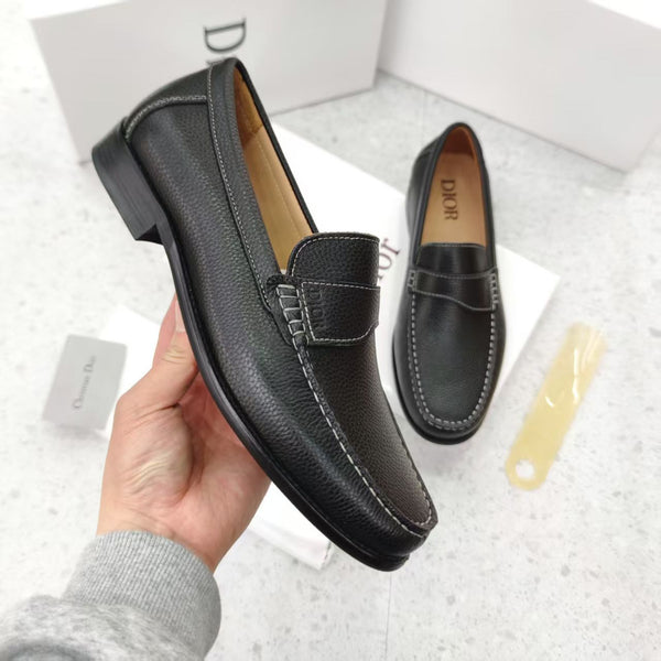 Luxury Leather Classic Black Slip-On  Loafers