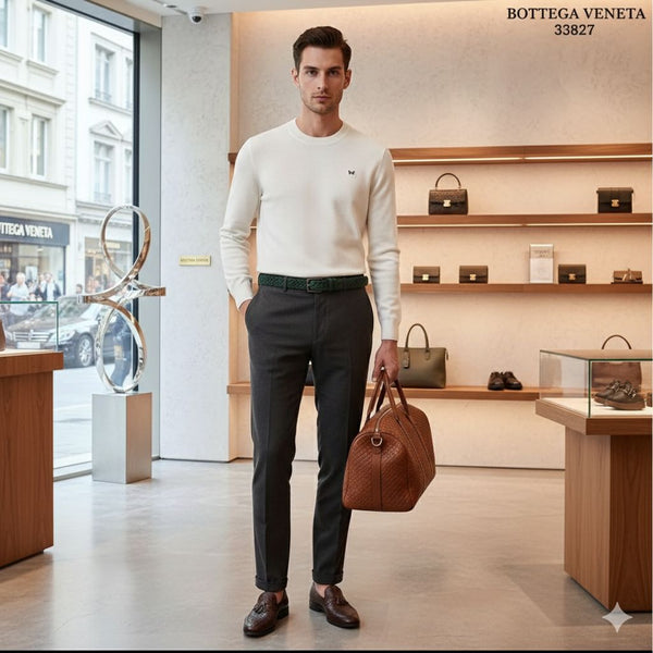 Branded  Veneta Ivory Classic Crewneck Sweater