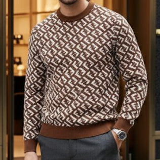 Luxury Street Style Monogram Sweater with Smart Casual Charm