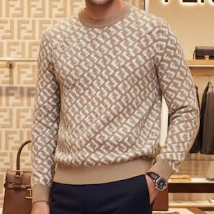 Premium Style Monogram Sweater with Smart Casual Charm