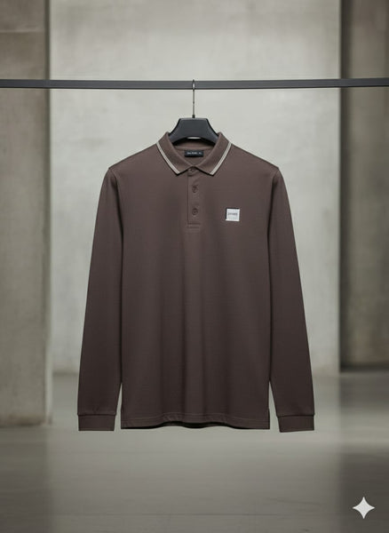 Elegant Long-Sleeve Polo Shirt Style with Modern Detailing