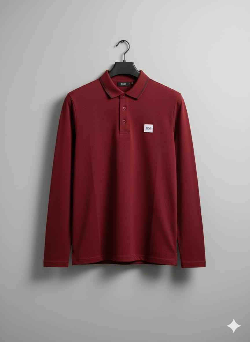 Elegant Long-Sleeve Polo Shirt Style with Modern Detailing