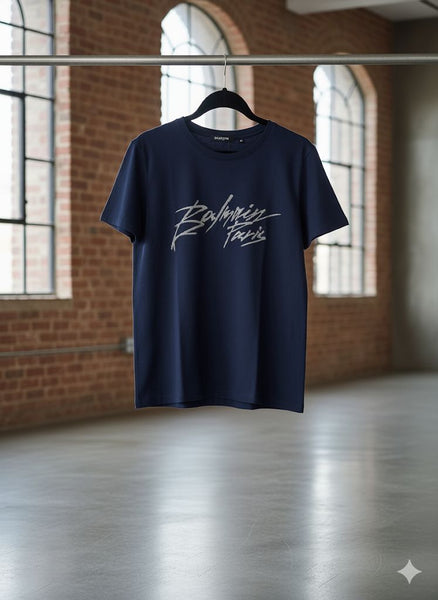 Premium Navy Blue Graphic Logo T-Shirt