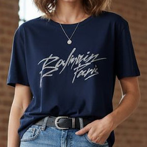 Premium Navy Blue Graphic Logo T-Shirt