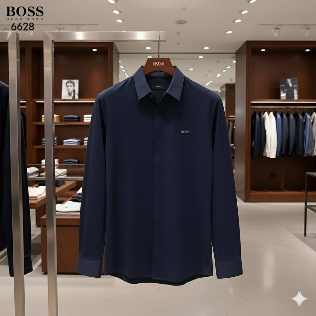 Men’s Navy Blue Premium Regular-Fit Shirt