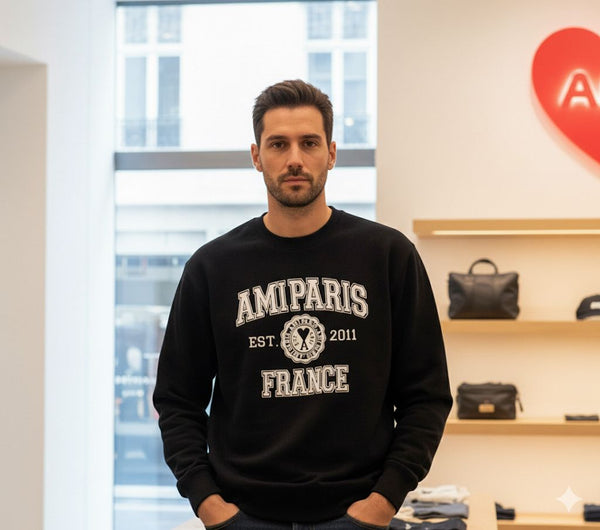 Premium  Paris College Sweatshirt Black