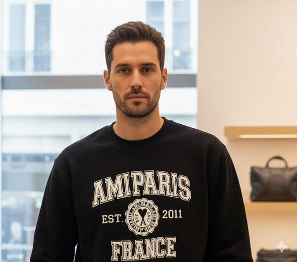 Premium  Paris College Sweatshirt Black